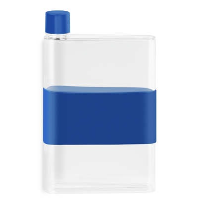 GENIE NOTE BOTTLE with Silicon Band - 420Ml Transparent & Medium Blue