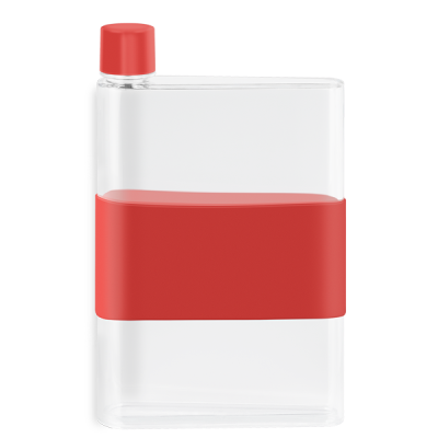 GENIE NOTE BOTTLE with Silicon Band - 420Ml Transparent & Red
