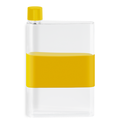 GENIE NOTE BOTTLE with Silicon Band - 420Ml Transparent & Yellow