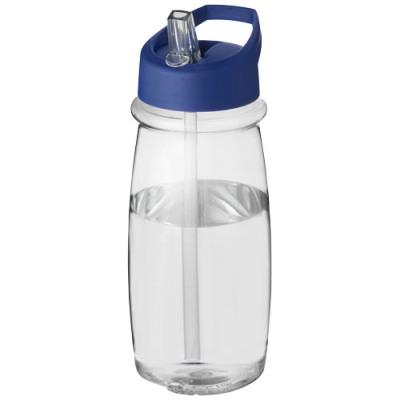 H2O ACTIVE® PULSE 600 ML SPOUT LID SPORTS BOTTLE in Clear Transparent & Blue