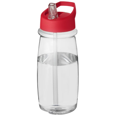 H2O ACTIVE® PULSE 600 ML SPOUT LID SPORTS BOTTLE in Clear Transparent & Red