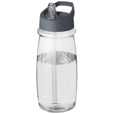H2O ACTIVE® PULSE 600 ML SPOUT LID SPORTS BOTTLE in Clear Transparent & Storm Grey