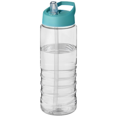 H2O ACTIVE® TREBLE 750 ML SPOUT LID SPORTS BOTTLE in Clear Transparent & Aqua Blue