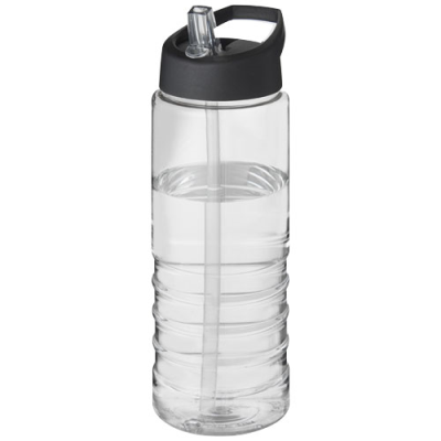 H2O ACTIVE® TREBLE 750 ML SPOUT LID SPORTS BOTTLE in Clear Transparent & Solid Black