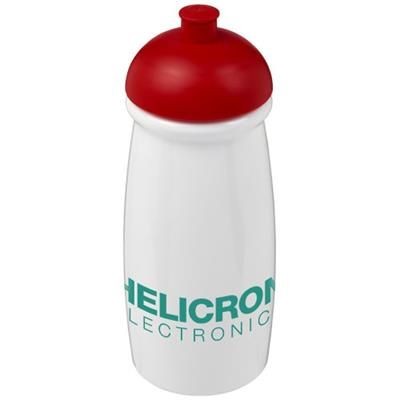 H2O PULSE® 600 ML DOME LID SPORTS BOTTLE in White Solid-red