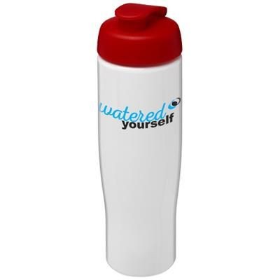 H2O TEMPO® 700 ML FLIP LID SPORTS BOTTLE in White Solid-red