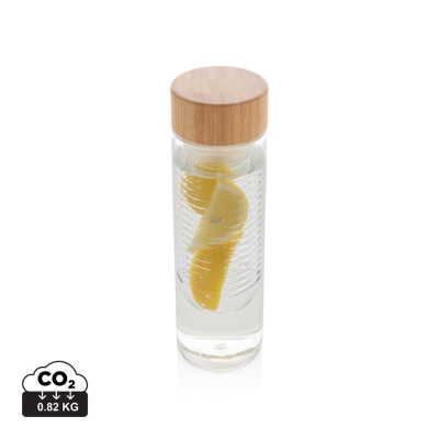 INFUSER BOTTLE with Bamboo Lid in Clear Transparent