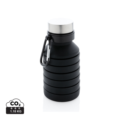 LEAKPROOF COLLAPSIBLE SILICON BOTTLE with Lid in Black