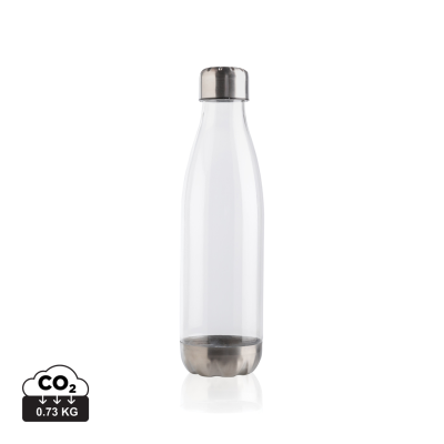 LEAKPROOF WATER BOTTLE with Stainless Steel Metal Lid in Clear Transparent