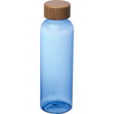 PET DRINK BOTTLE with Bamboo Lid, 500Ml in Blue 