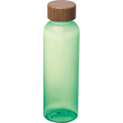 PET DRINK BOTTLE with Bamboo Lid, 500Ml in Green 