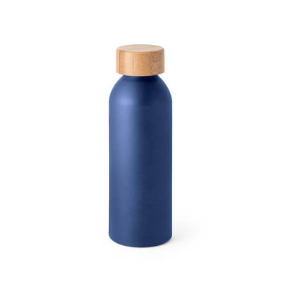 QUETA ALUMINIUM METAL BOTTLE with Bamboo Lid 550 Ml in Navy Blue