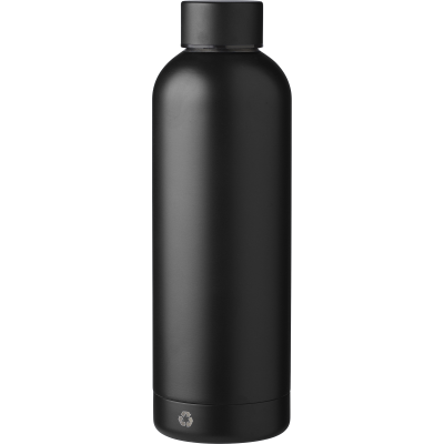 RECYCLED STAINLESS STEEL METAL DOUBLE WALLED BOTTLE (500ML) in Black