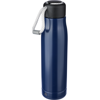 RECYCLED STAINLESS STEEL METAL DOUBLE WALLED BOTTLE (500ML) in Blue