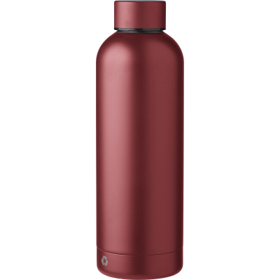 RECYCLED STAINLESS STEEL METAL DOUBLE WALLED BOTTLE (500ML) in Burgundy
