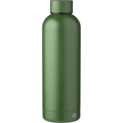 RECYCLED STAINLESS STEEL METAL DOUBLE WALLED BOTTLE (500ML) in Forest Green