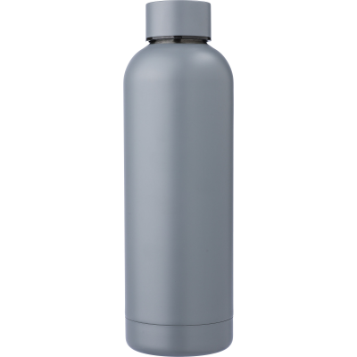 RECYCLED STAINLESS STEEL METAL DOUBLE WALLED BOTTLE (500ML) in Grey
