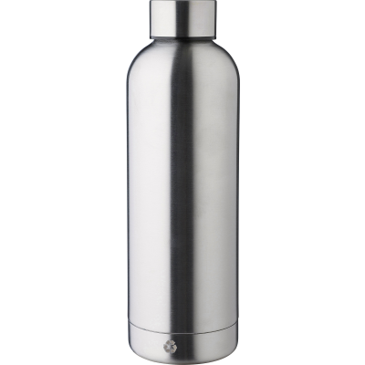 RECYCLED STAINLESS STEEL METAL DOUBLE WALLED BOTTLE (500ML) in Silver