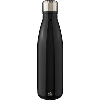 RECYCLED STAINLESS STEEL METAL SINGLE WALLED BOTTLE (650ML) in Black