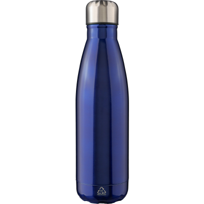 RECYCLED STAINLESS STEEL METAL SINGLE WALLED BOTTLE (650ML) in Blue