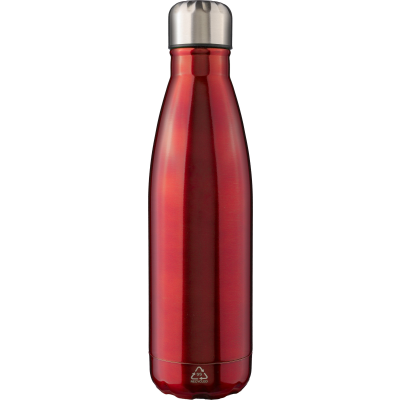 RECYCLED STAINLESS STEEL METAL SINGLE WALLED BOTTLE (650ML) in Red