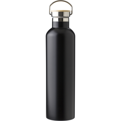 STAINLESS STEEL METAL DOUBLE WALLED BOTTLE (1L) in Black