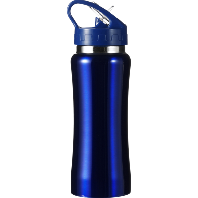 STAINLESS STEEL METAL SINGLE WALLED DRINK BOTTLE (600ML) in Blue