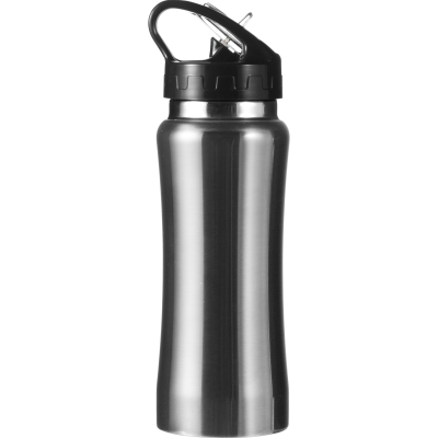 STAINLESS STEEL METAL SINGLE WALLED DRINK BOTTLE (600ML) in Silver