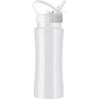 STAINLESS STEEL METAL SINGLE WALLED DRINK BOTTLE (600ML) in White