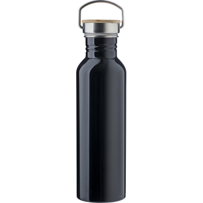STAINLESS STEEL METAL SINGLE WALLED DRINK BOTTLE (700ML) in Black