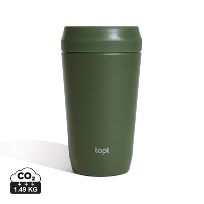 TOPL RECYCLED STEEL TO GO TUMBLER PATENTED 360 LID 354ML in Green