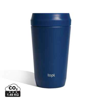 TOPL RECYCLED STEEL TO GO TUMBLER PATENTED 360 LID 354ML in Navy