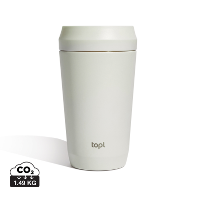 TOPL RECYCLED STEEL TO GO TUMBLER PATENTED 360 LID 354ML in White