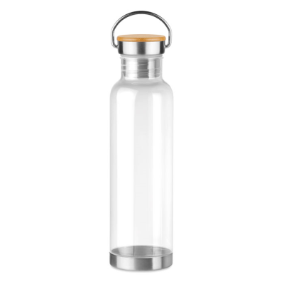 TRITAN 800ML BOTTLE BAMBOO TOP in White