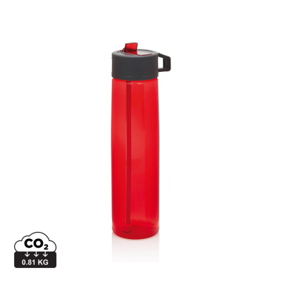 TRITAN BOTTLE with Straw in Red & Grey