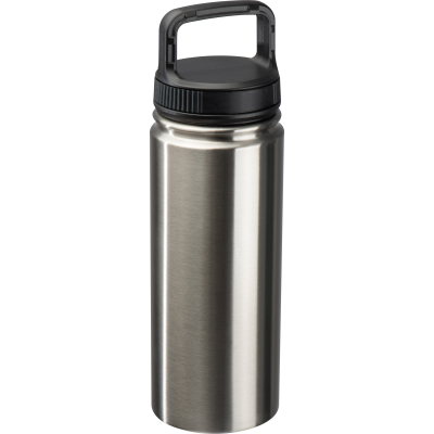 VACUUM STAINLESS STEEL METAL DRINK BOTTLE in Silvergrey 
