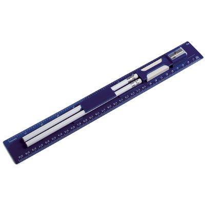 PLASTIC RULER with Stationery in Blue