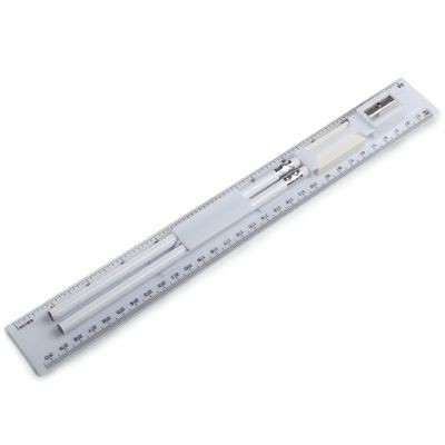 WHITE PLASTIC RULER with Stationery