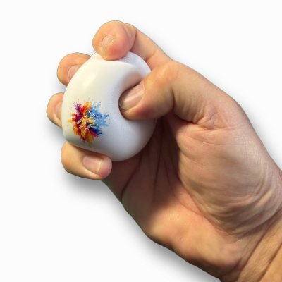 70MM ROUND STRESS BALL - WHITE (UK STOCK)