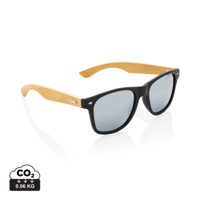 BAMBOO AND RCS RECYCLED PLASTIC SUNGLASSES in Black - PROMOTIONAL CORPORATE GIFT