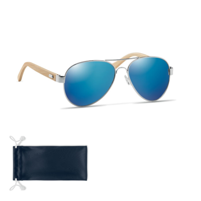 BAMBOO SUNGLASSES in Pouch in Blue