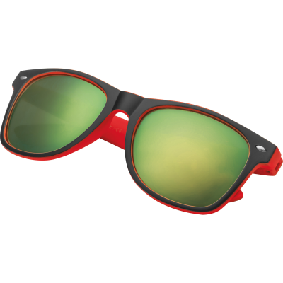 BICOLOURED SUNGLASSES with Mirrored Lenses in Red