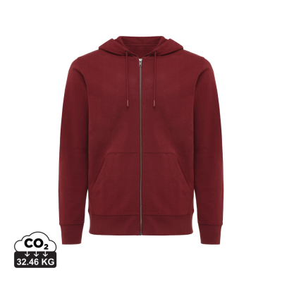 IQONIQ ABISKO RECYCLED COTTON ZIP THROUGH HOODED HOODY in Burgundy