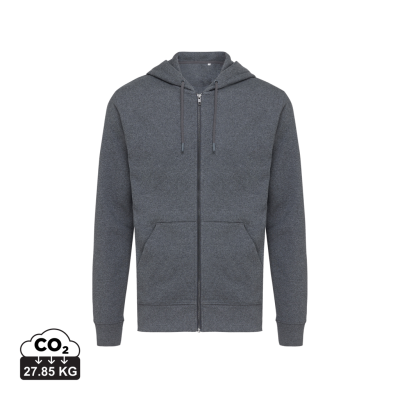 IQONIQ ABISKO RECYCLED COTTON ZIP THROUGH HOODED HOODY in Heather Anthracite Grey