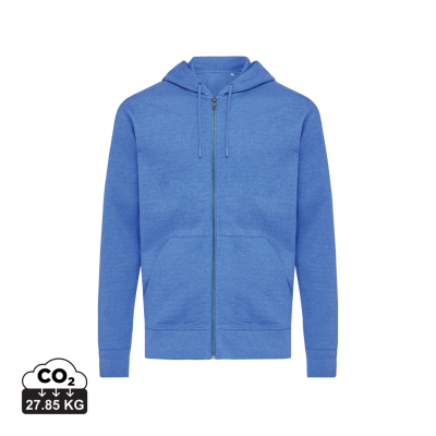 IQONIQ ABISKO RECYCLED COTTON ZIP THROUGH HOODED HOODY in Heather Blue