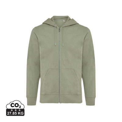 IQONIQ ABISKO RECYCLED COTTON ZIP THROUGH HOODED HOODY in Heather Green