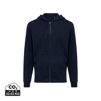 IQONIQ ABISKO RECYCLED COTTON ZIP THROUGH HOODED HOODY in Navy