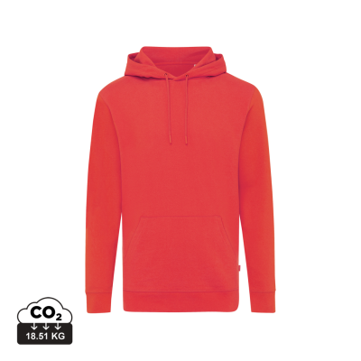 IQONIQ JASPER RECYCLED COTTON HOODED HOODY in Luscious Red