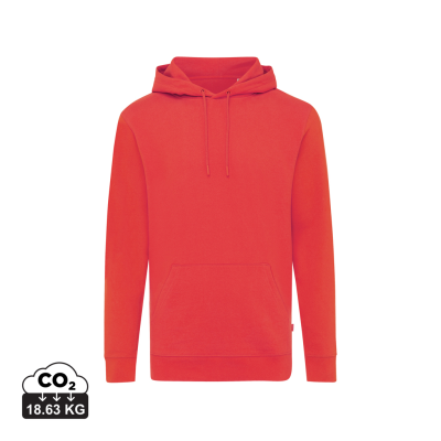 IQONIQ JASPER RECYCLED COTTON HOODED HOODY in Luscious Red