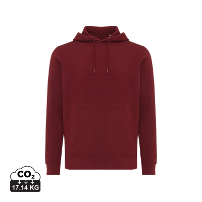 IQONIQ RILA LIGHTWEIGHT RECYCLED COTTON HOODED HOODY in Burgundy
